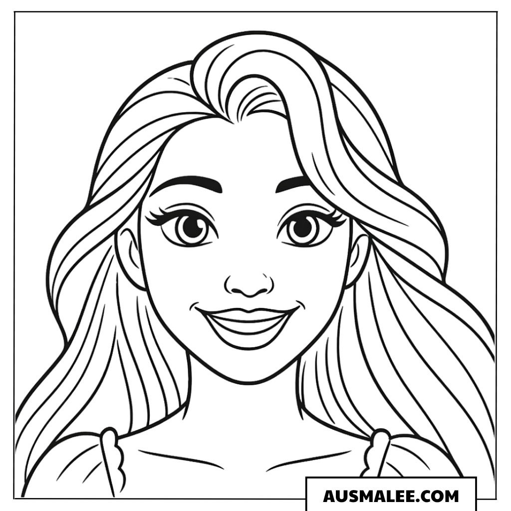 Ausmalbild Rapunzel Portrait