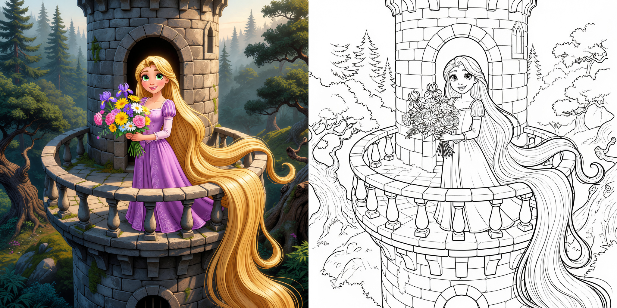 ft - Ausmalbild Rapunzel im Turm ft