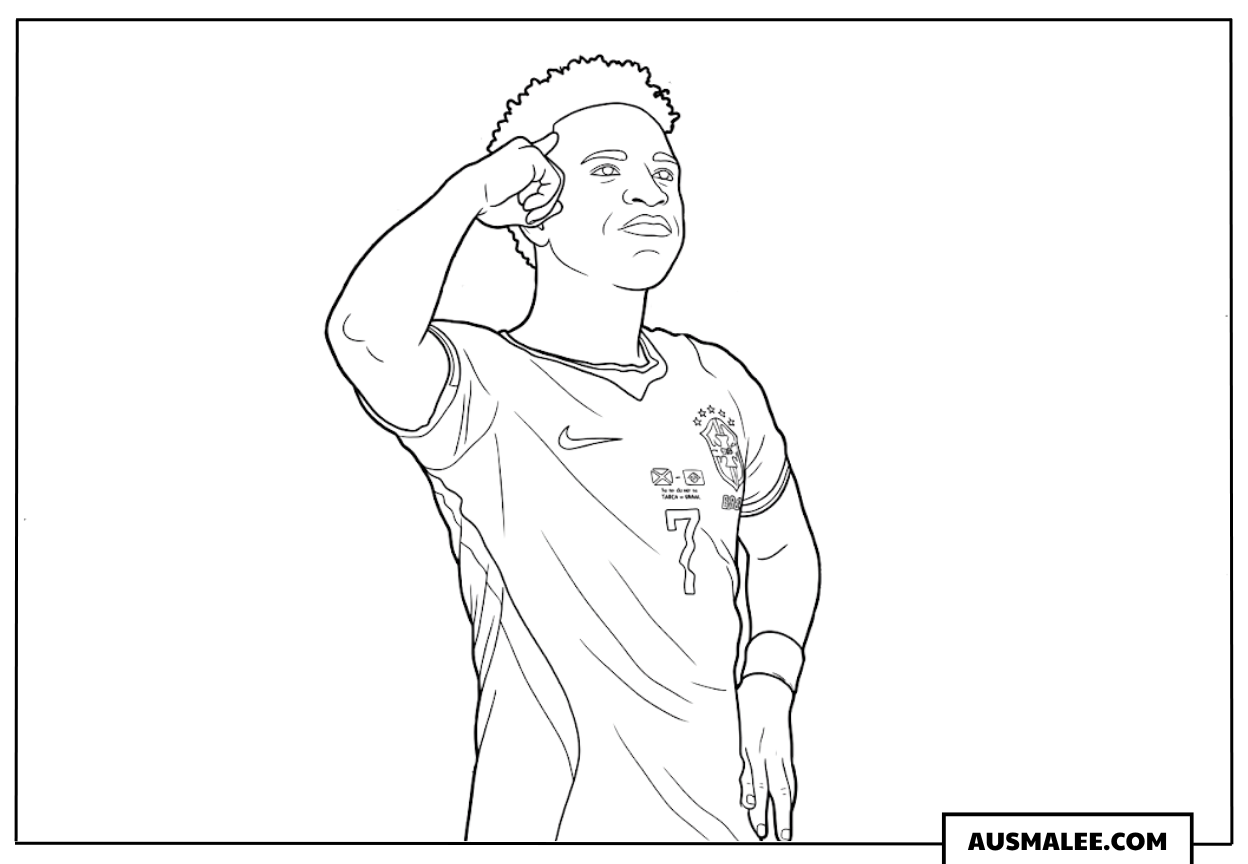 Ausmalbild Vinicius Junior Torjubel WM 2026