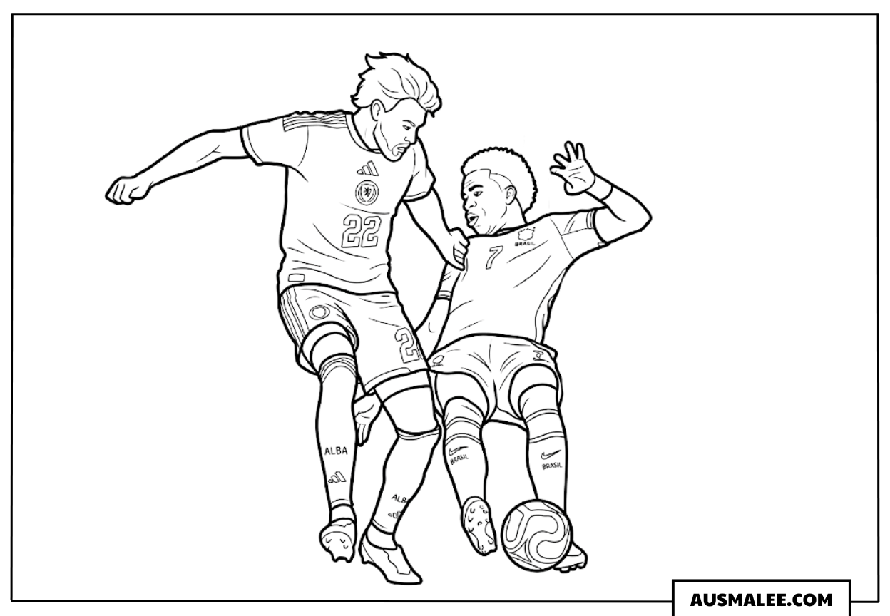 Ausmalbild Vinicius Junior vs Nathan Patterson WM 2026