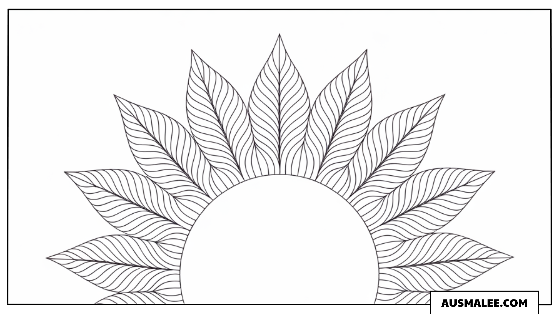 Ausmalbild Zentangle Sonne mit Blättern
