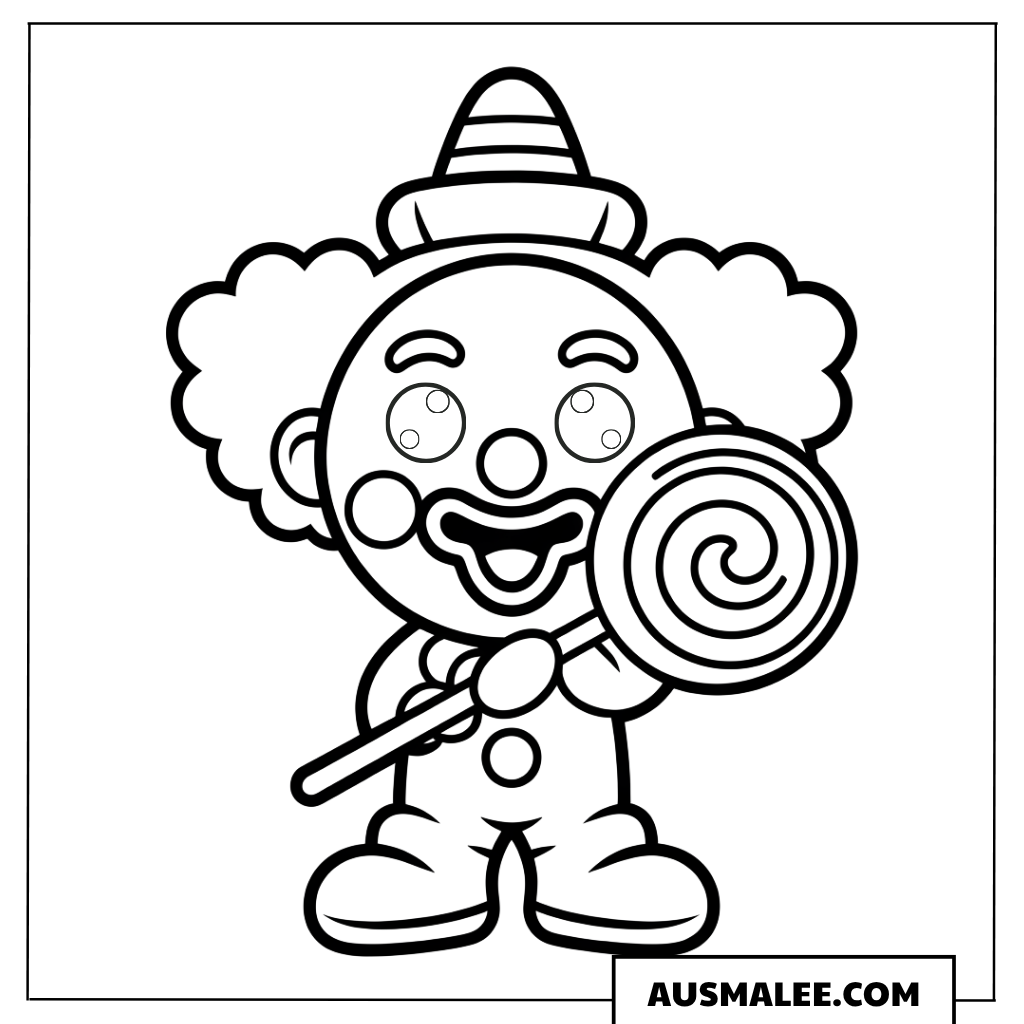 Ausmalbild eines Clown-Porträts mit komplexem Mandala-Muster.