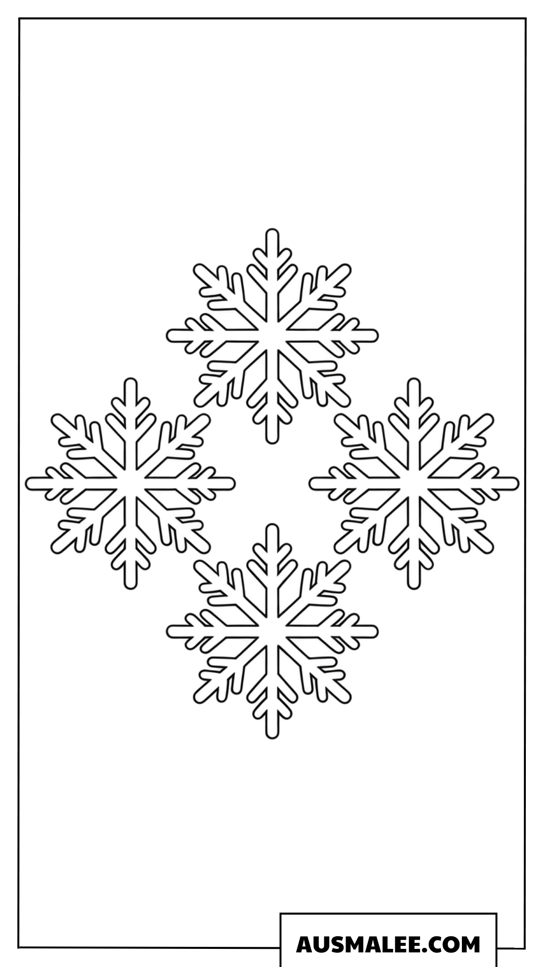 Ausmalbild mit einer Gruppe kleiner Schneeflocken