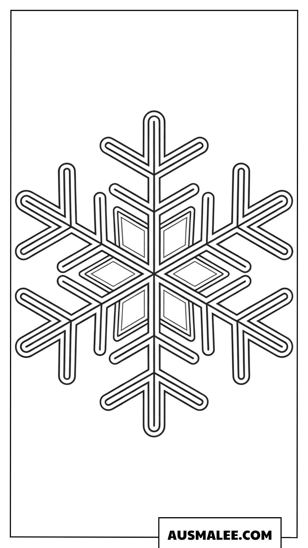Ausmalbild mit geradliniger Schneeflocke