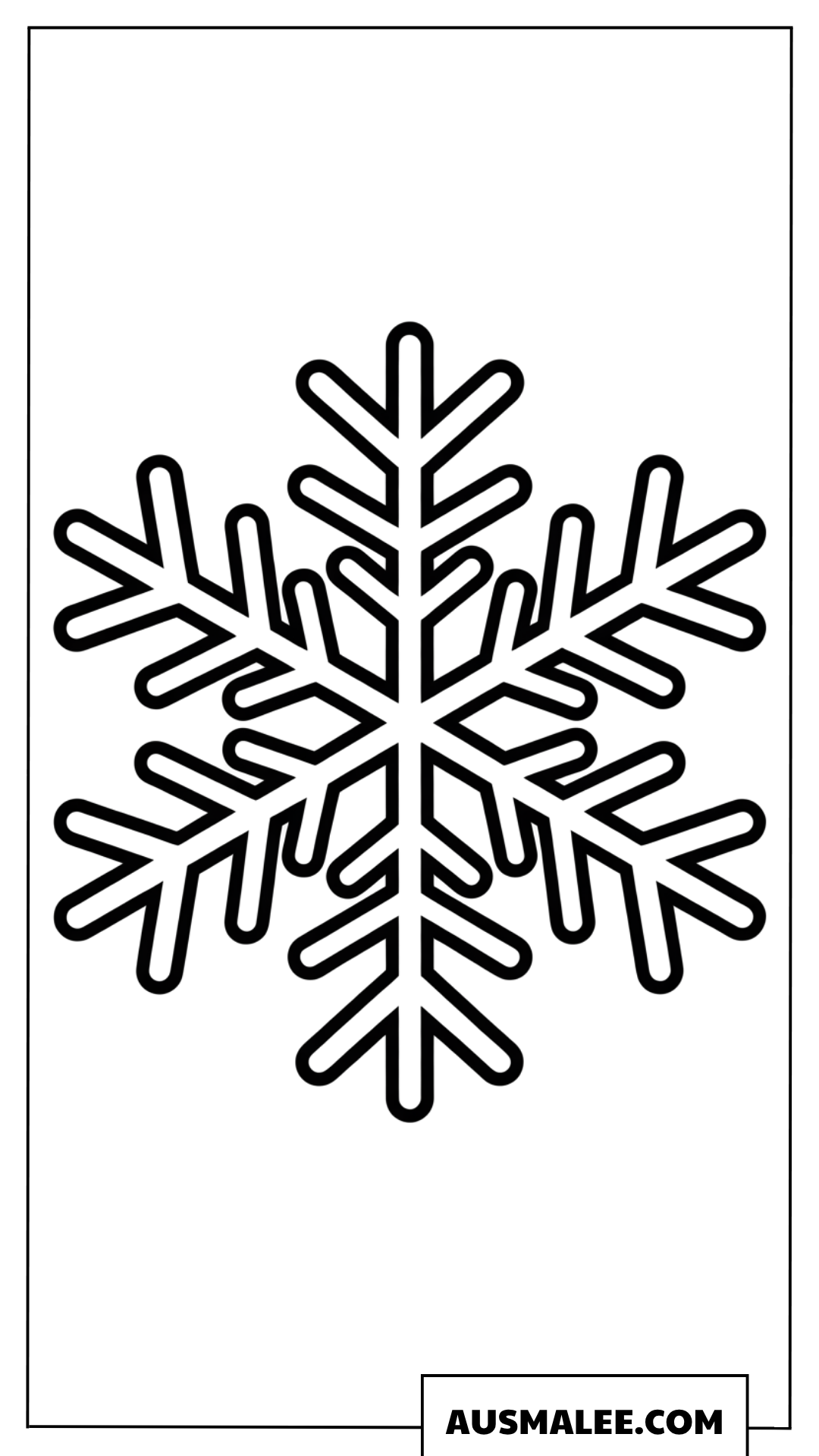 Ausmalbild mit klassischer sechszackiger Schneeflocke