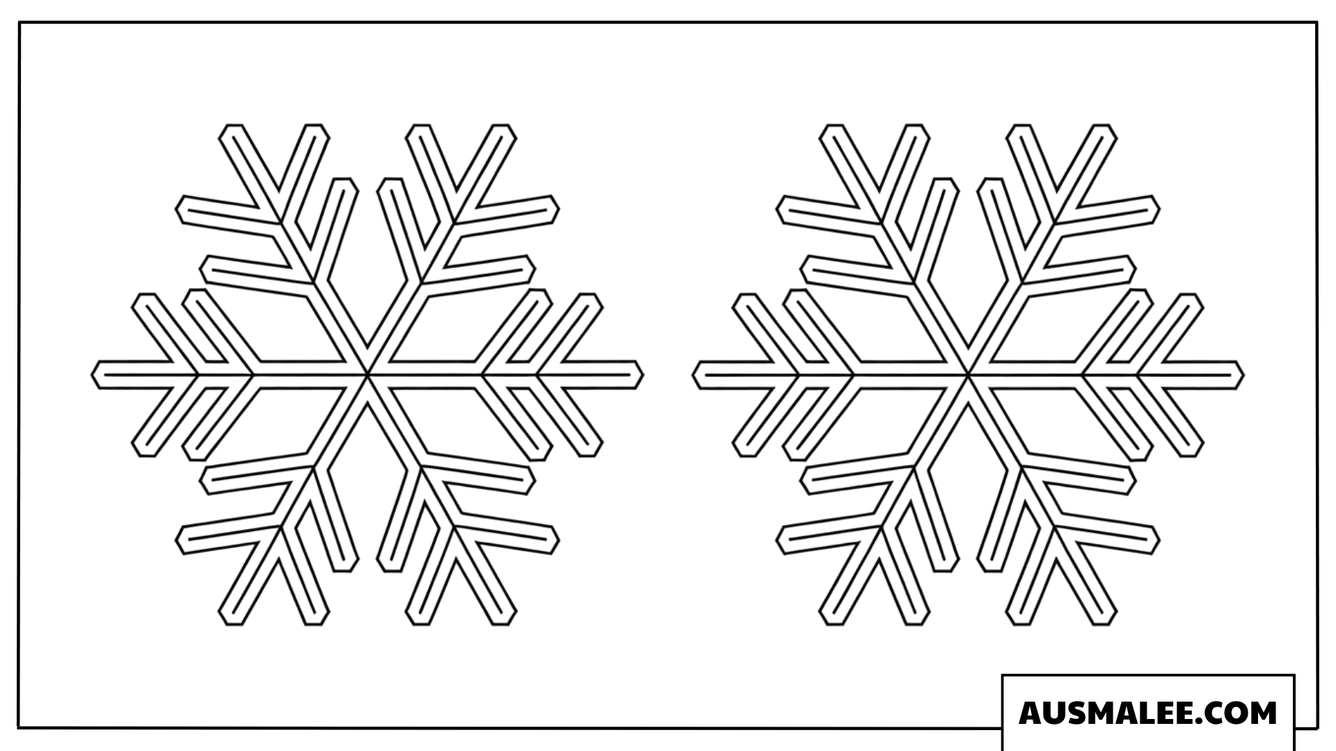 Ausmalbild mit zwei Schneeflocken