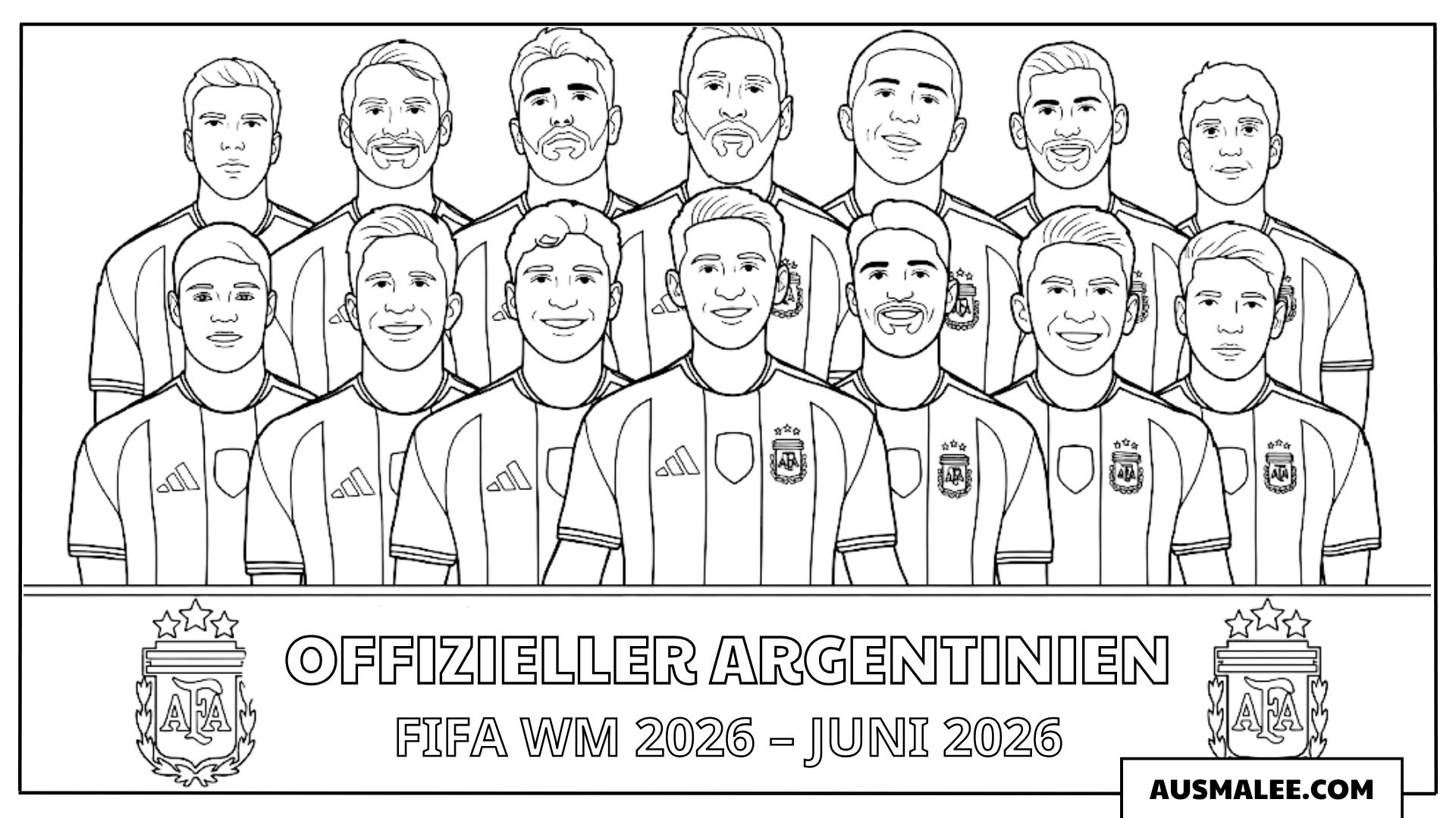 Ausmalbilder Argentinien Nationalteam zur WM 2026