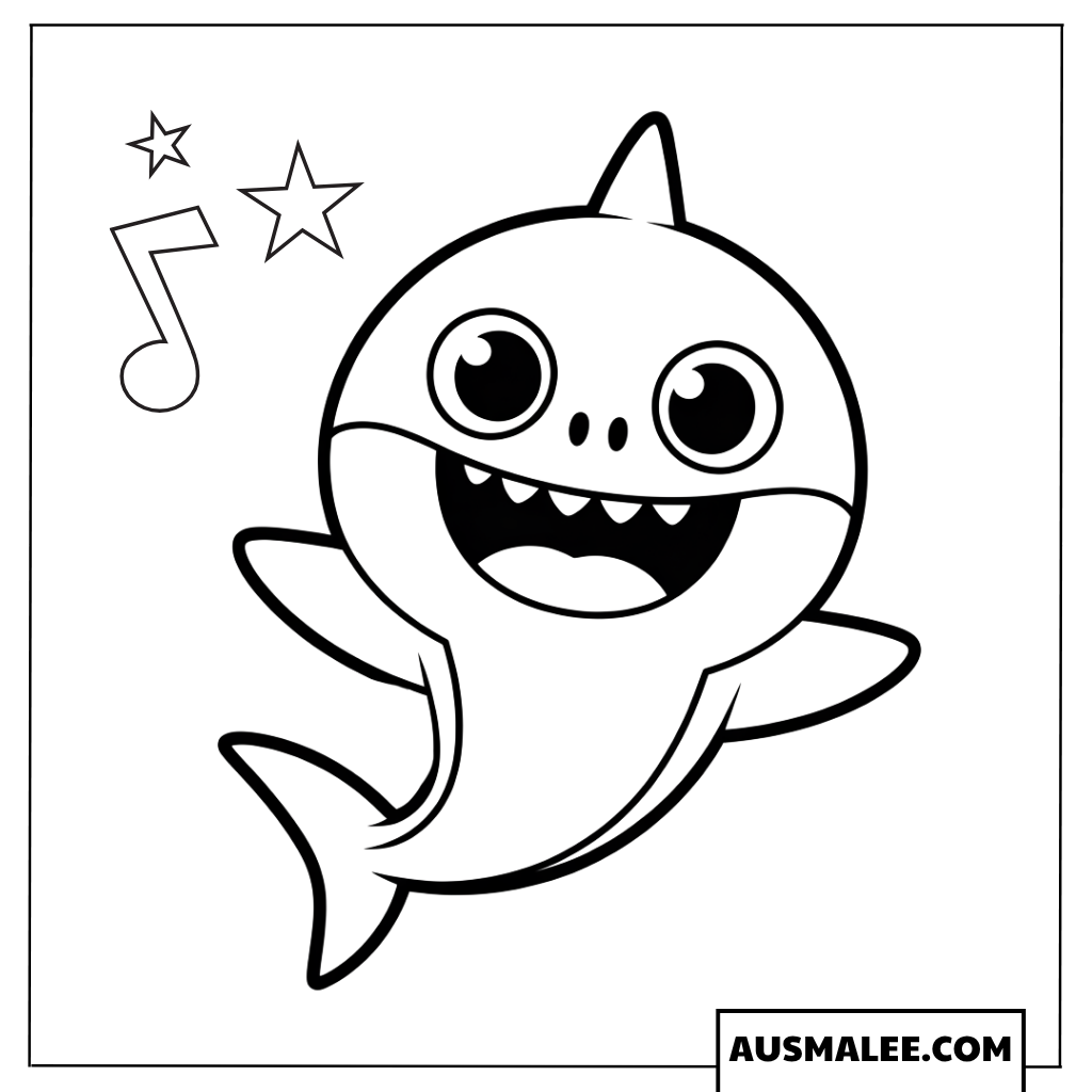 Ausmalbilder Baby Hai mit Musik