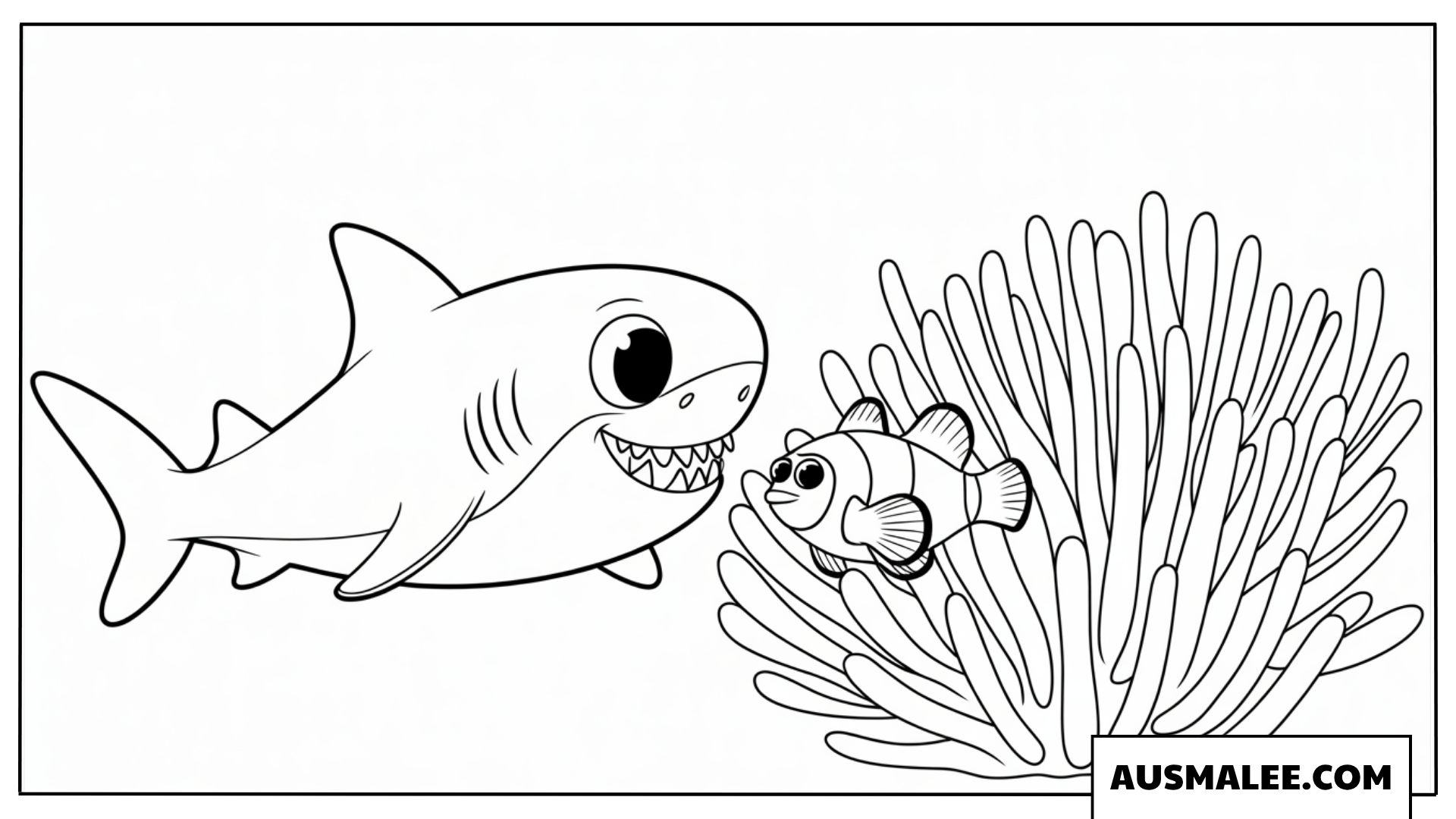 Ausmalbilder Baby Hai und Clownfisch