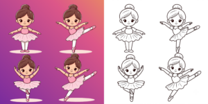 ft - Ausmalbilder Ballerina in verschiedenen Positionen ft