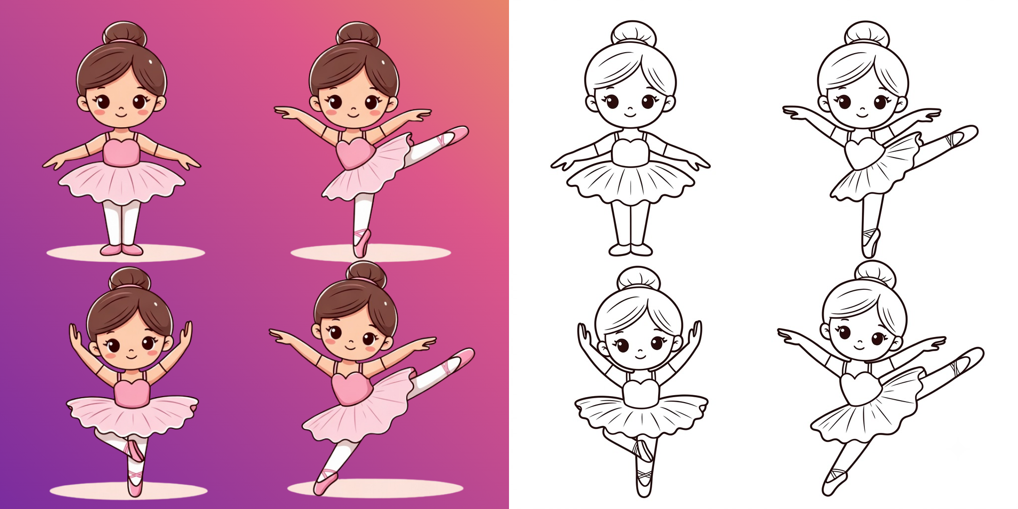 ft - Ausmalbilder Ballerina in verschiedenen Positionen ft
