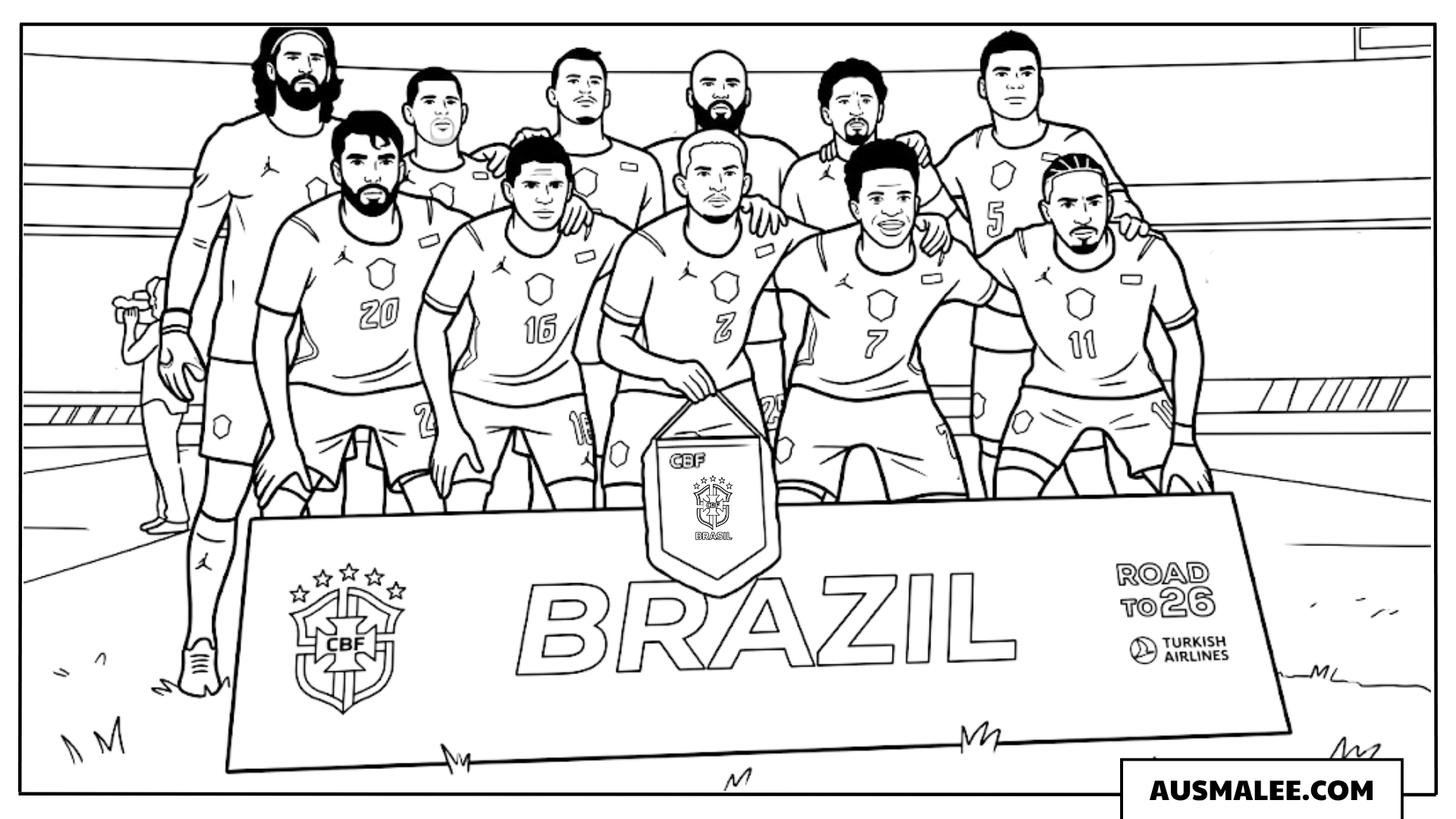 Ausmalbilder Brasilien Aufstellung bei der WM 2026