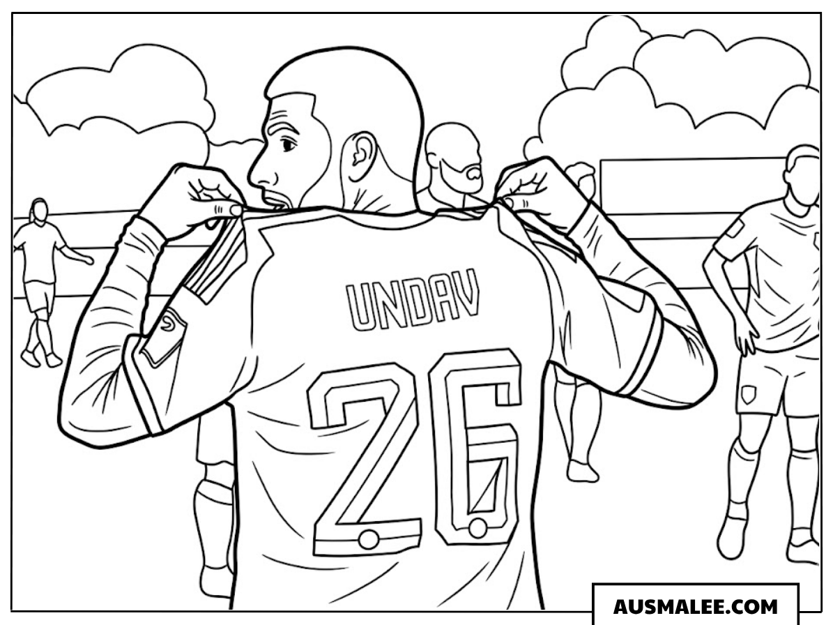 Ausmalbilder Deniz Undav präsentiert Trikot