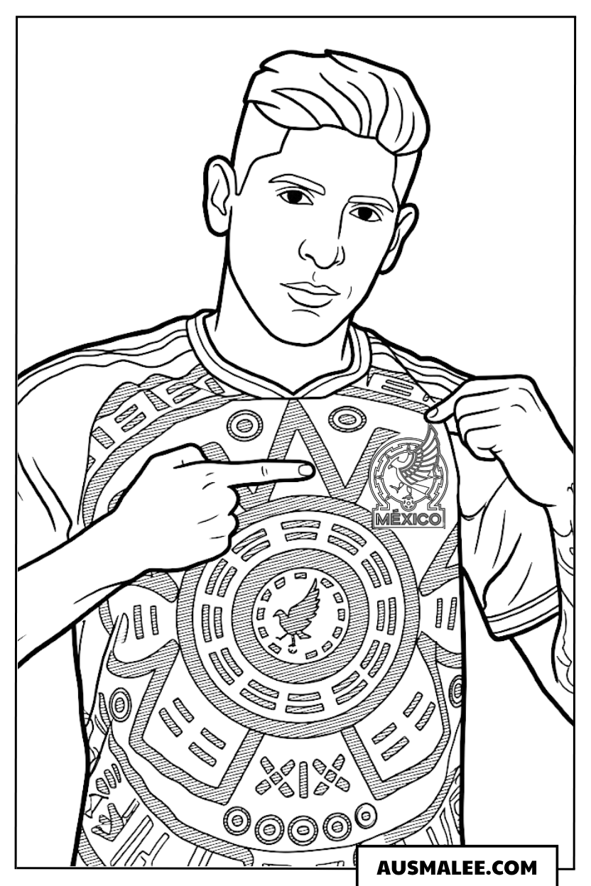 Ausmalbilder Edson Alvarez im mexikanischen Nationaltrikot