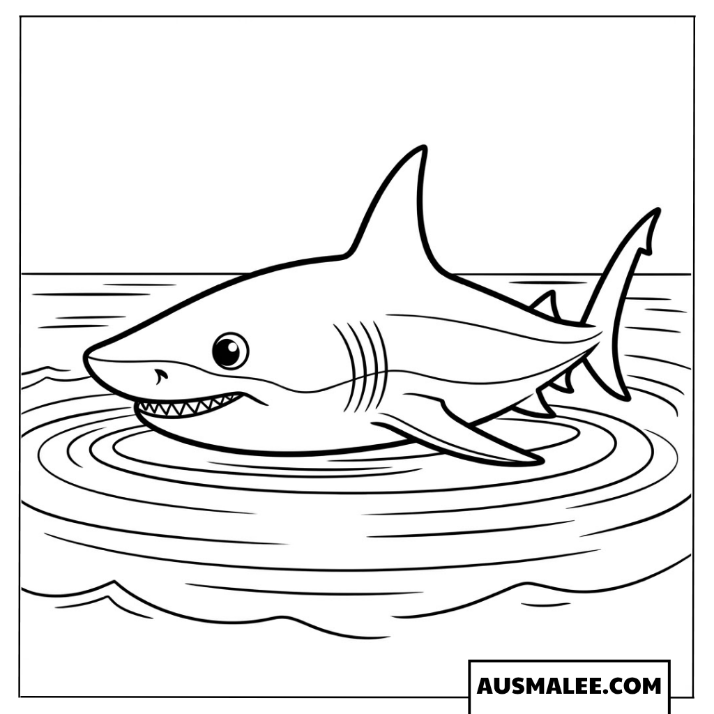 Ausmalbilder Hai an der Wasseroberfläche