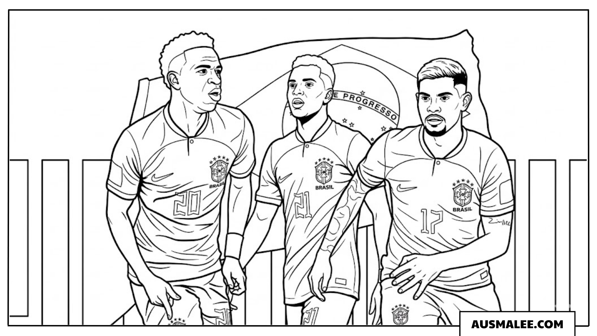 Ausmalbilder Lucas Paqueta Luiz Henrique und Fabinho