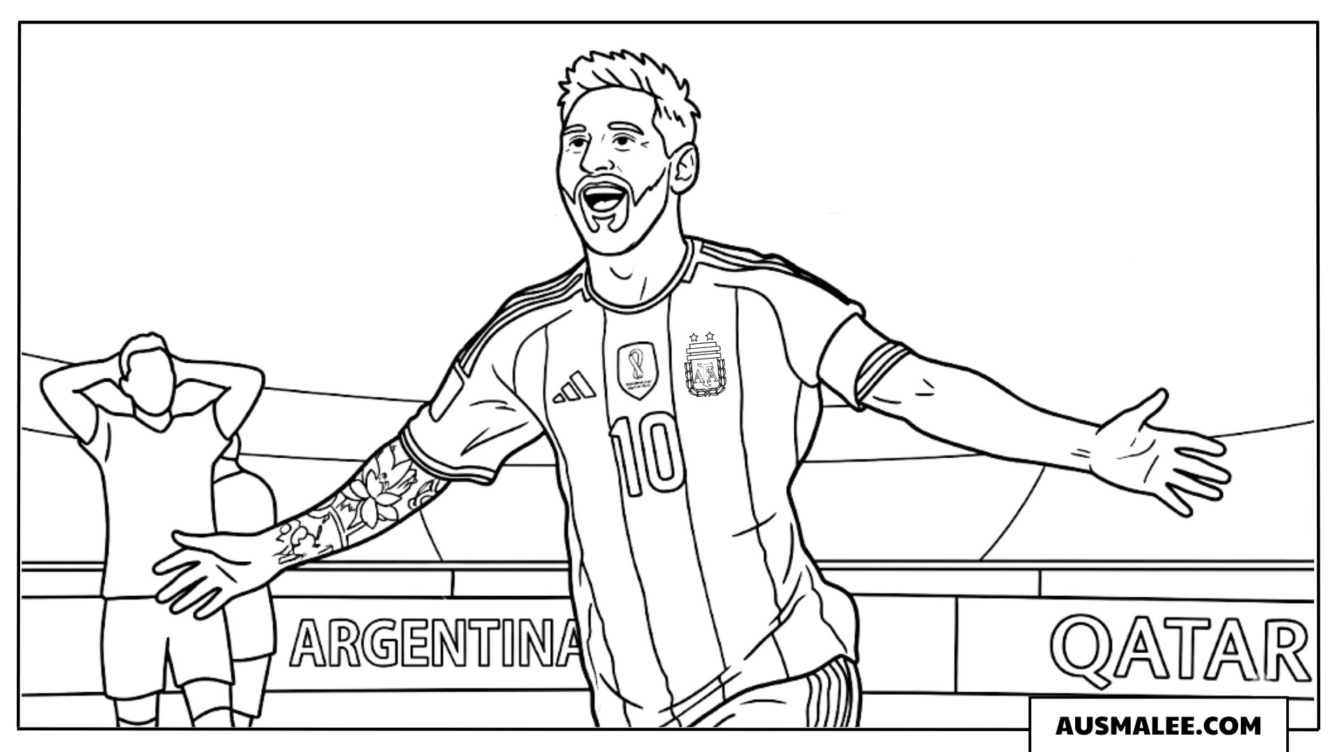 Ausmalbilder Messi Jubel nach Tor gegen Algerien