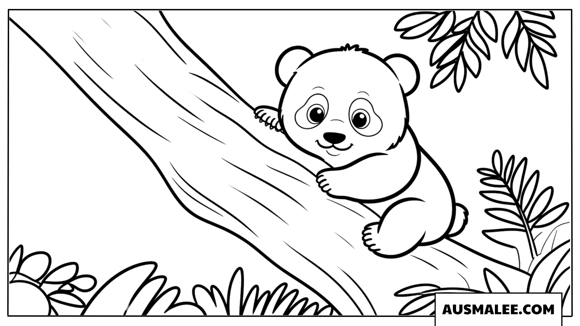 Ausmalbilder Panda-Baby auf dem Baum
