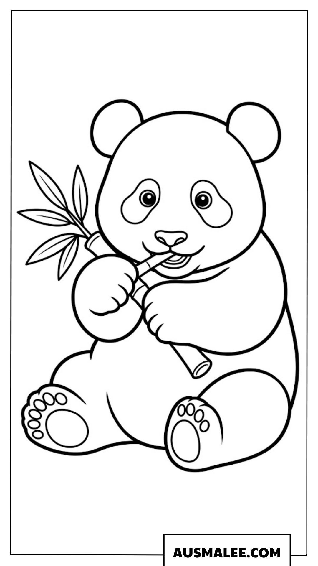 Ausmalbilder Panda-Baby frisst Bambus