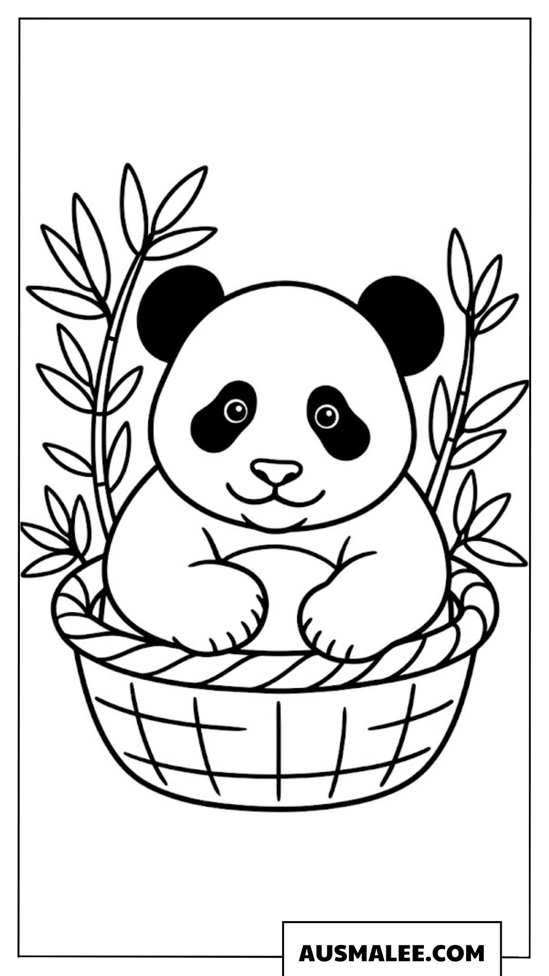 Ausmalbilder Panda-Baby im Korb