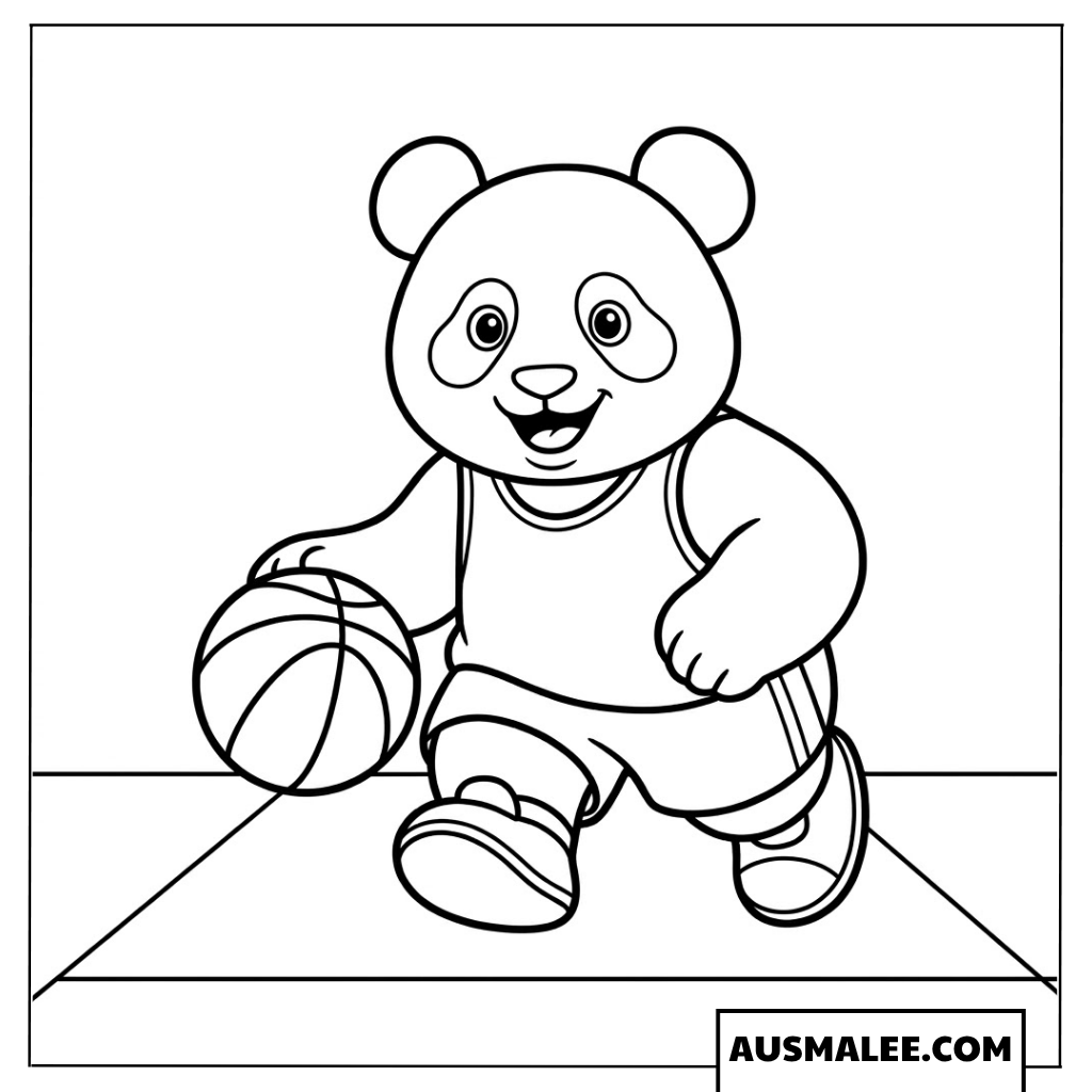 Ausmalbilder Panda Basketballspieler