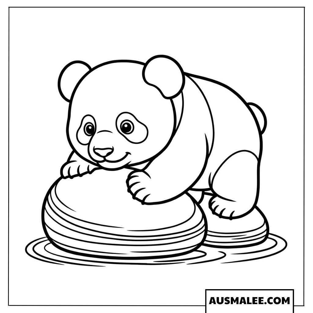 Ausmalbilder Panda auf Ringen