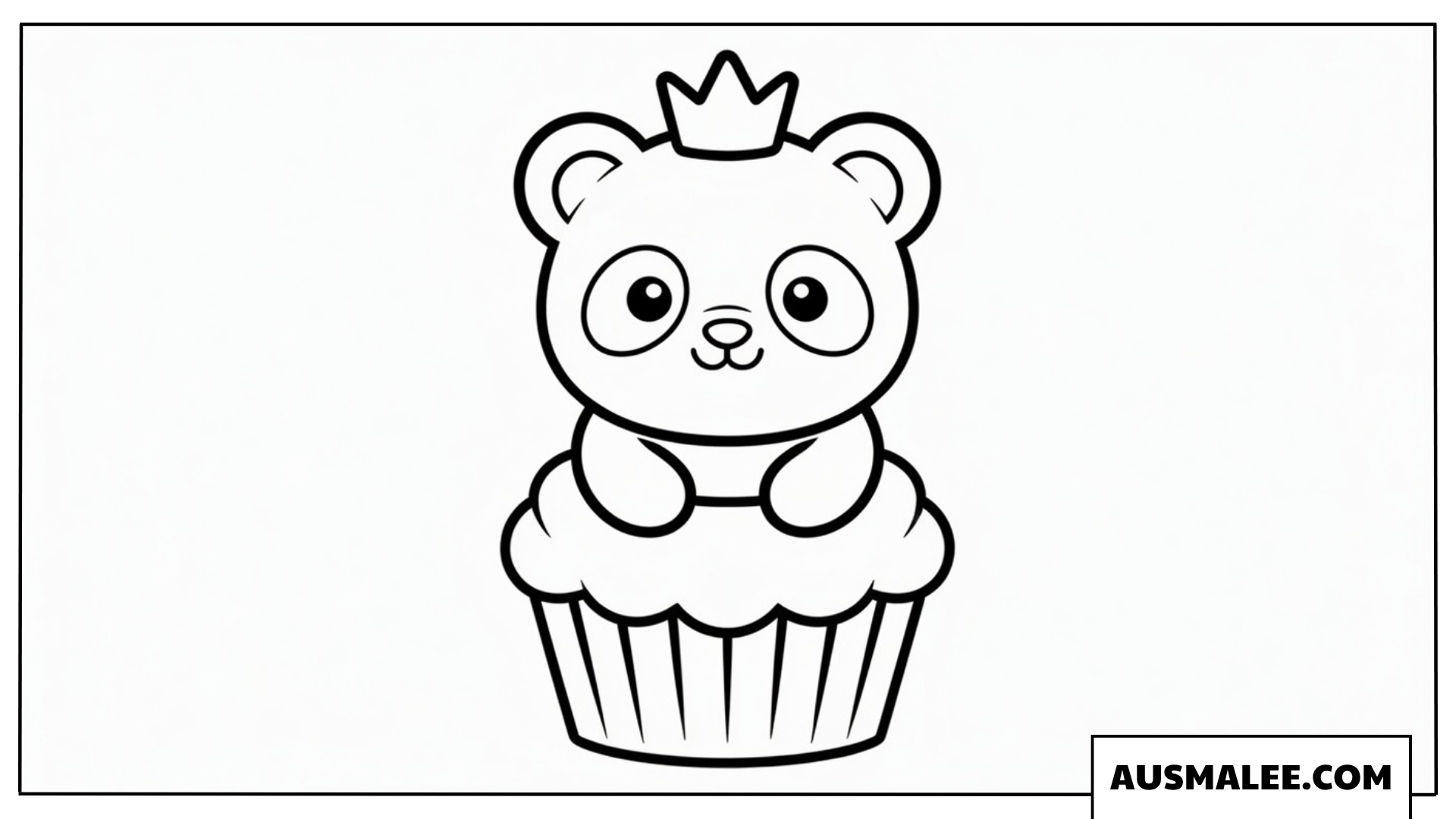 Ausmalbilder Panda auf dem Cupcake