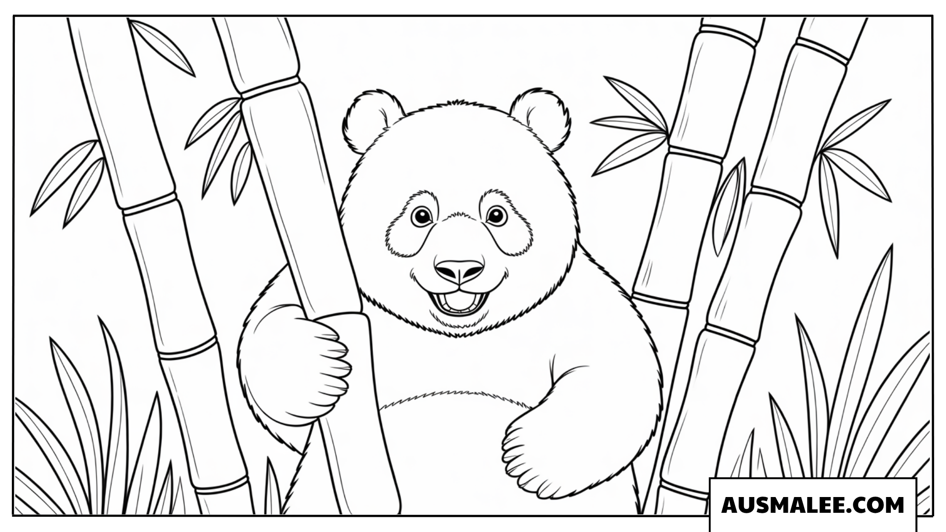 Ausmalbilder Panda im Bambuswald