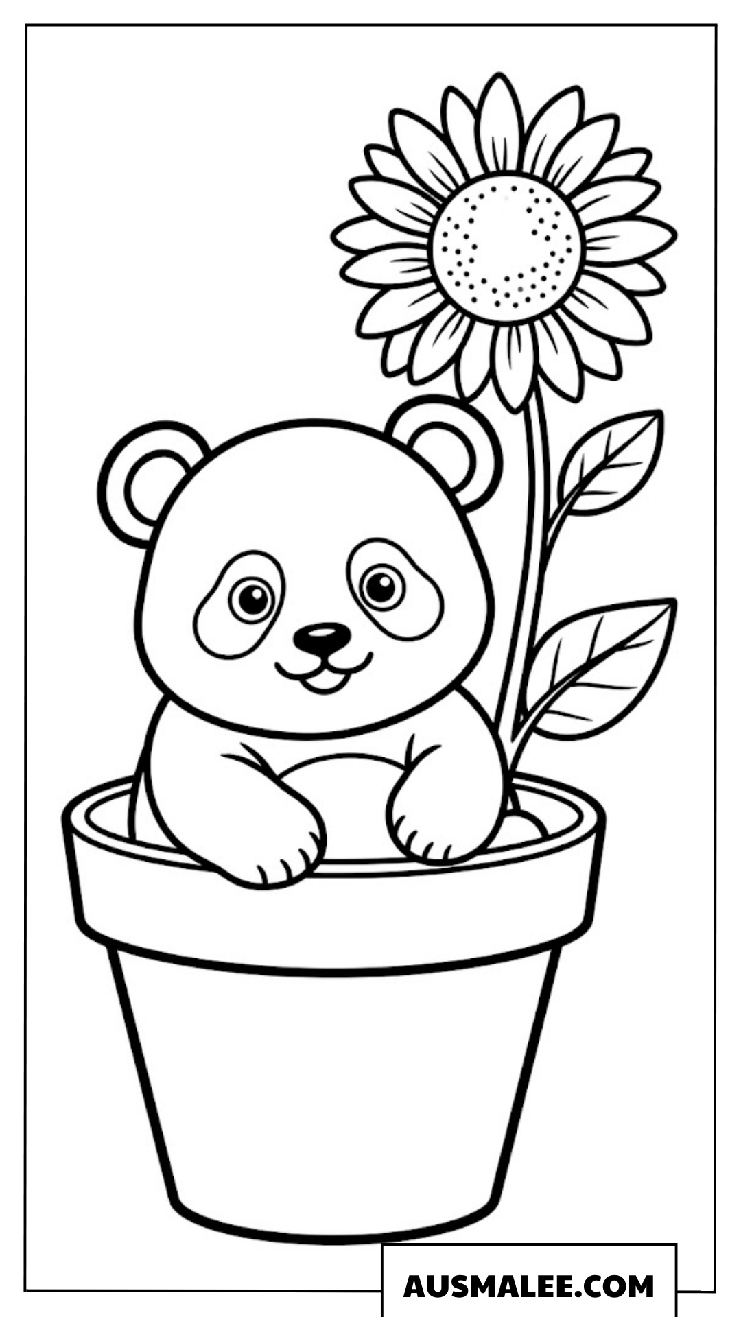 Ausmalbilder Panda im Blumentopf