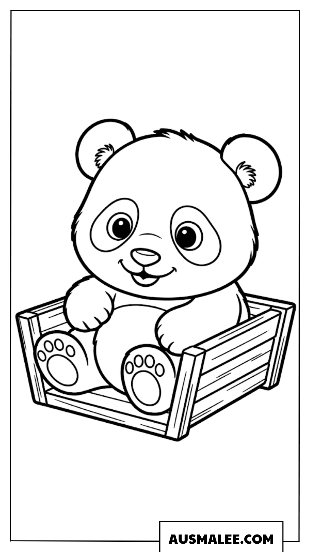 Ausmalbilder Panda in der Holzkiste