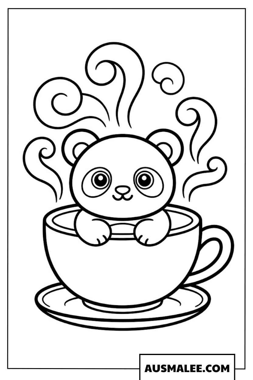 Ausmalbilder Panda in der Teetasse