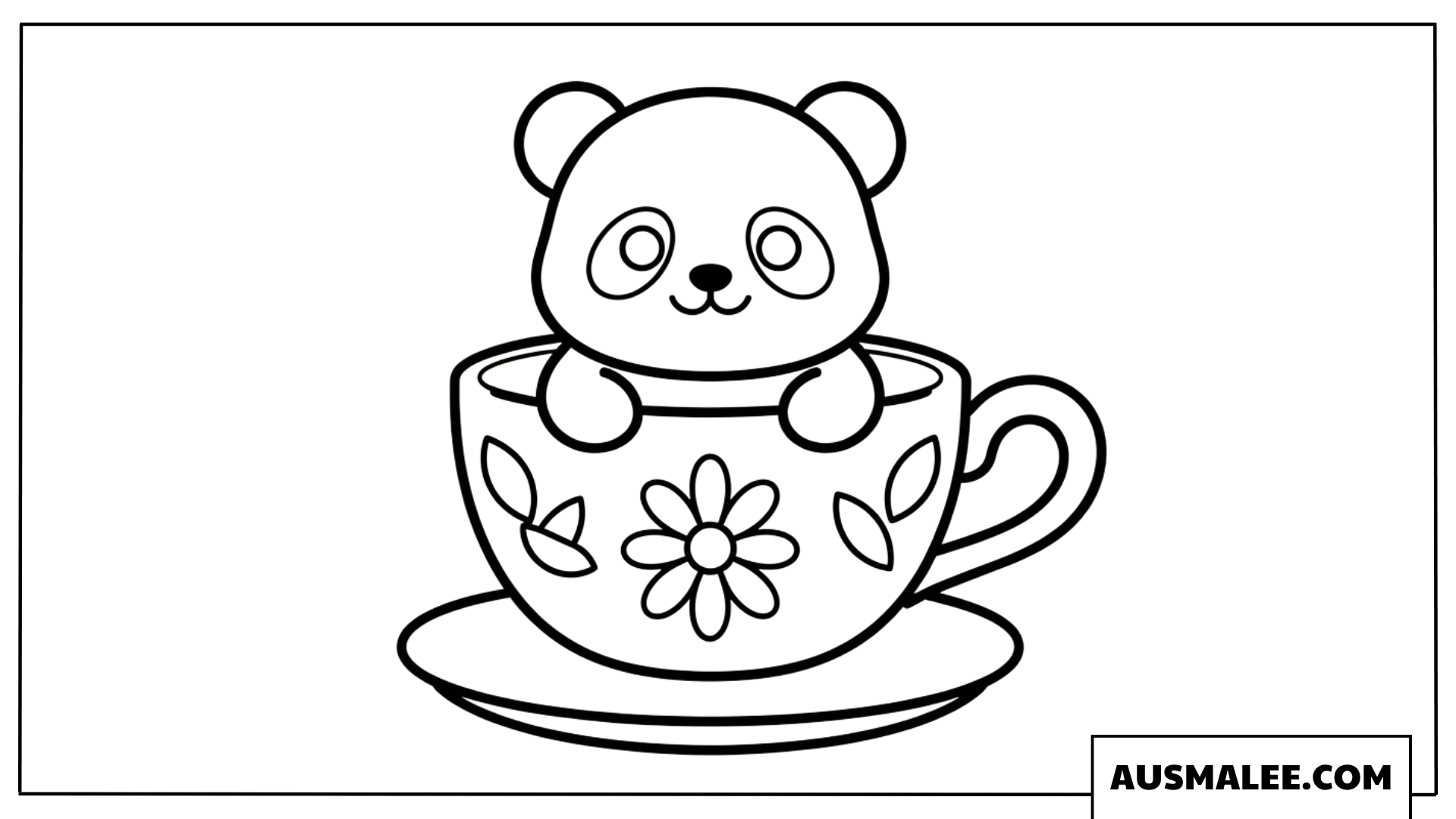 Ausmalbilder Panda in der Teetasse