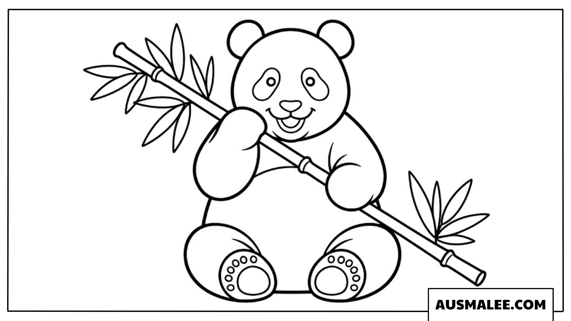 Ausmalbilder Panda mit Bambuszweig