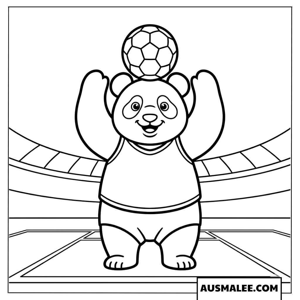 Ausmalbilder Panda mit Fußball