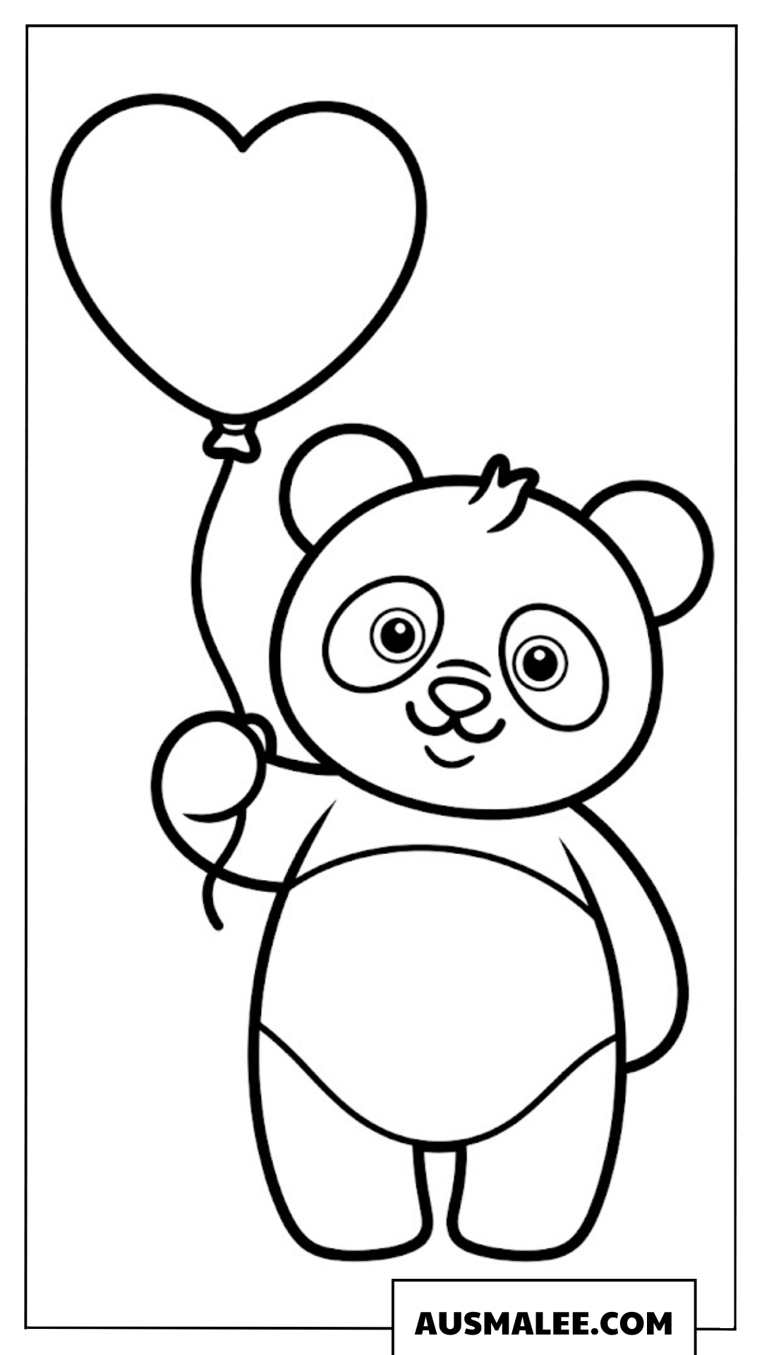Ausmalbilder Panda mit Herzluftballon