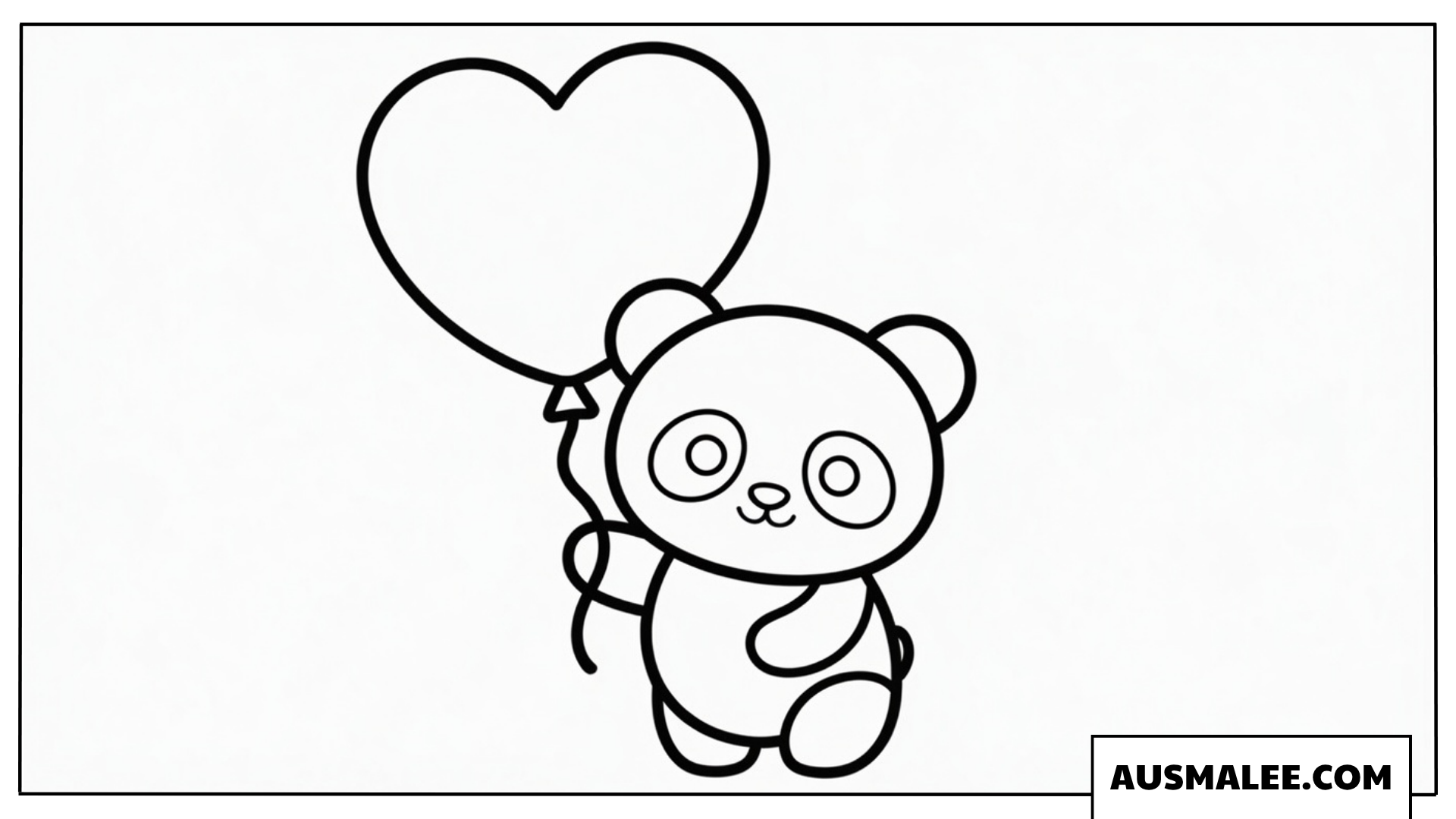 Ausmalbilder Panda mit Herzluftballon