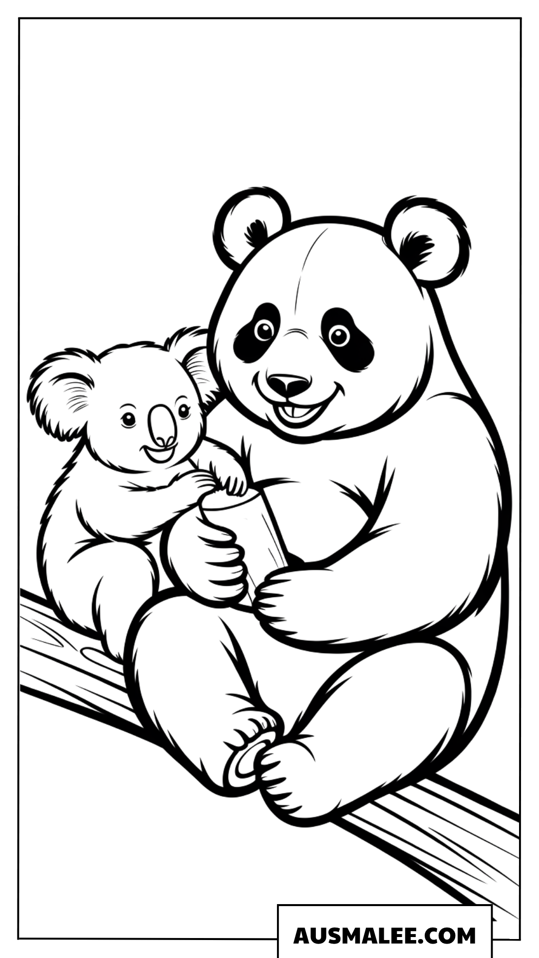 Ausmalbilder Panda mit Koala