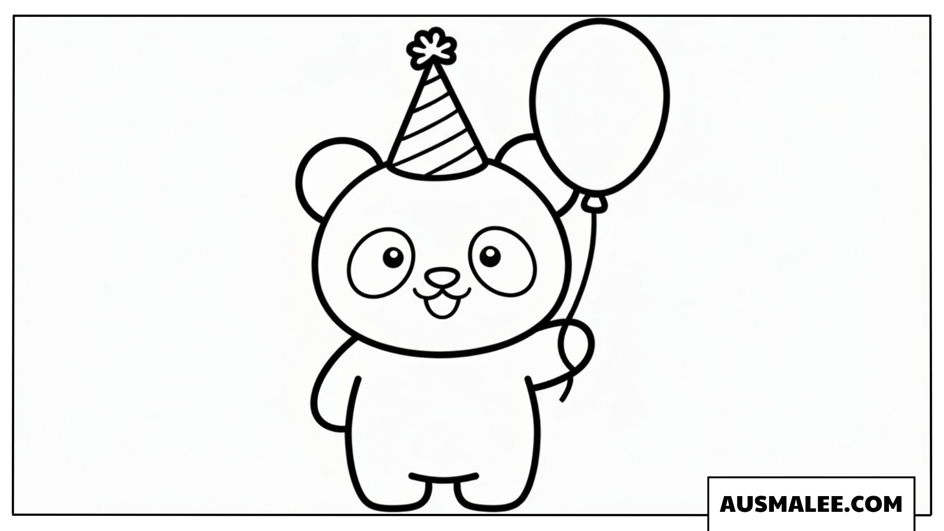 Ausmalbilder Panda mit Partyhut