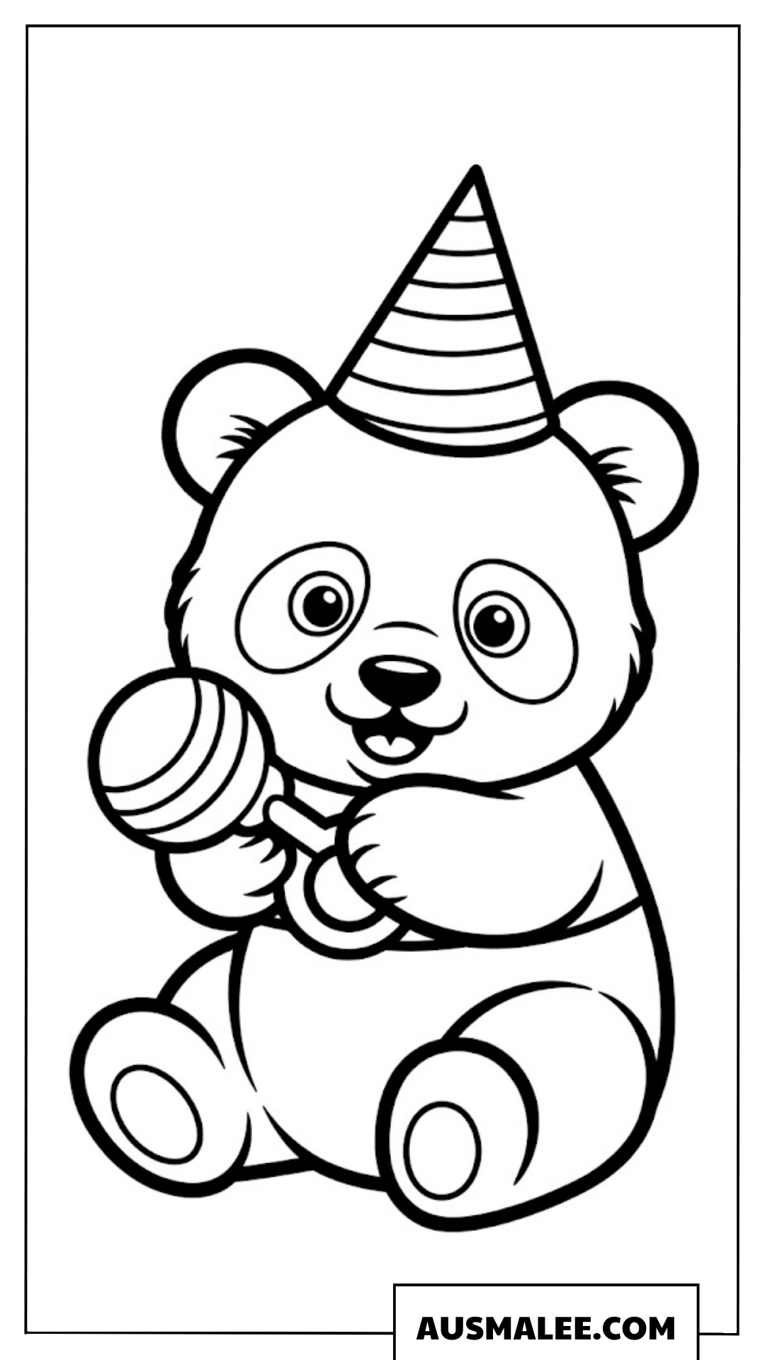 Ausmalbilder Panda mit Partyhut