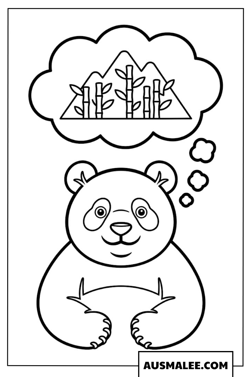 Ausmalbilder Panda mit Traum von Bambus