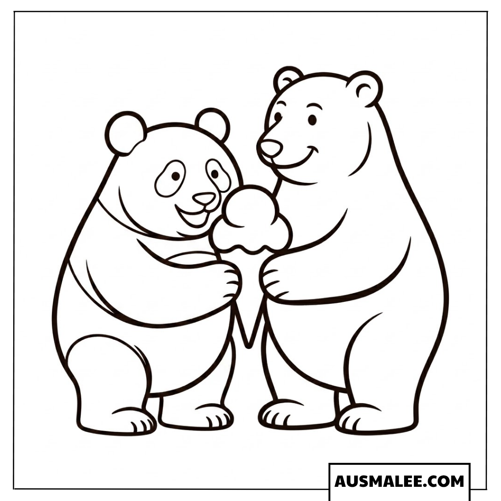 Ausmalbilder Panda und Eisbär