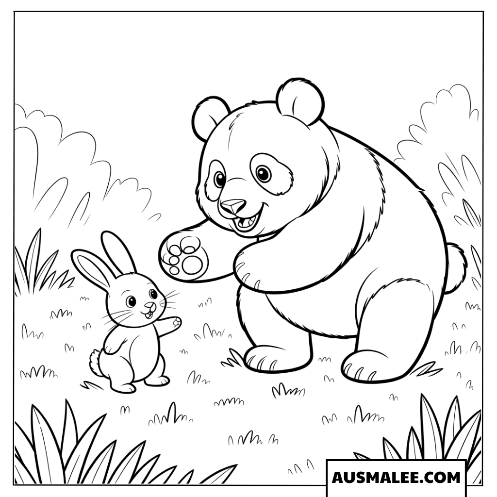 Ausmalbilder Panda und Hase