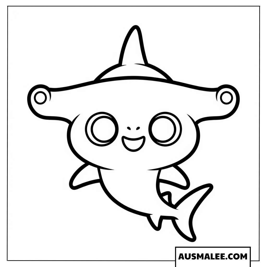 Ausmalbilder Süßer Kawaii Hammerhai