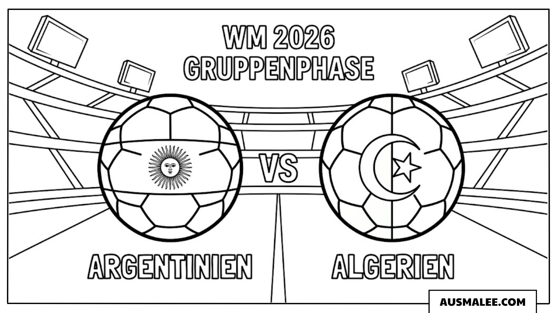 Ausmalbilder WM 2026 Plakat Argentinien gegen Algerien