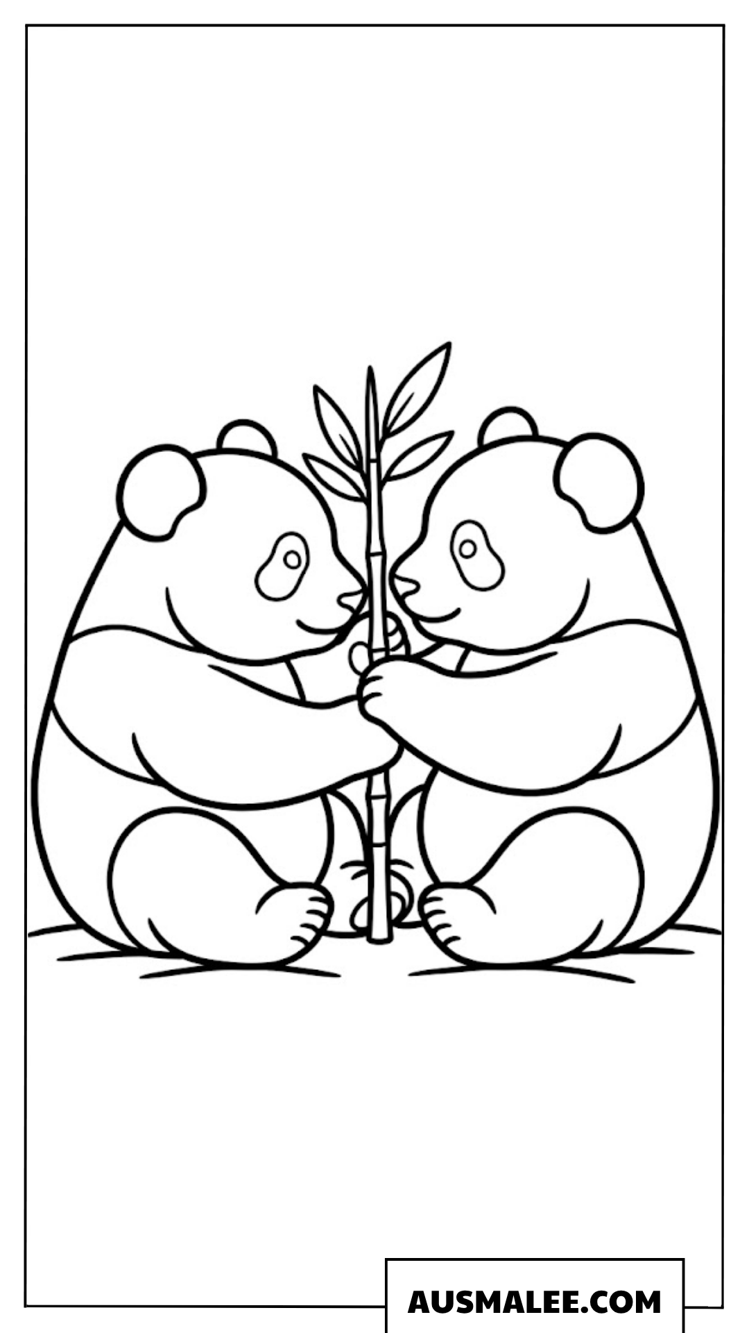 Ausmalbilder Zwei Pandas mit Bambus