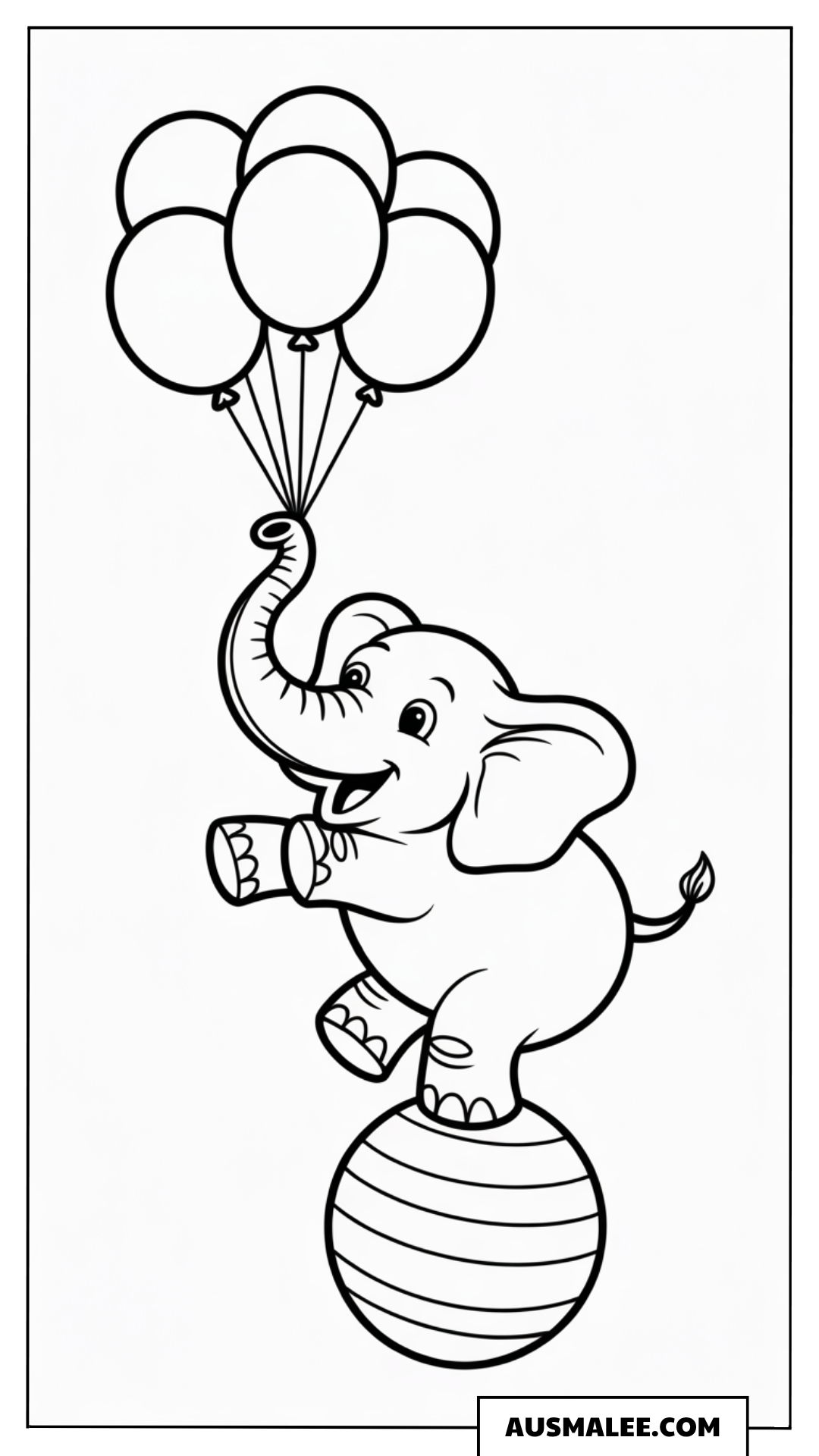 Baby Elefant mit Luftballons ausmalbild