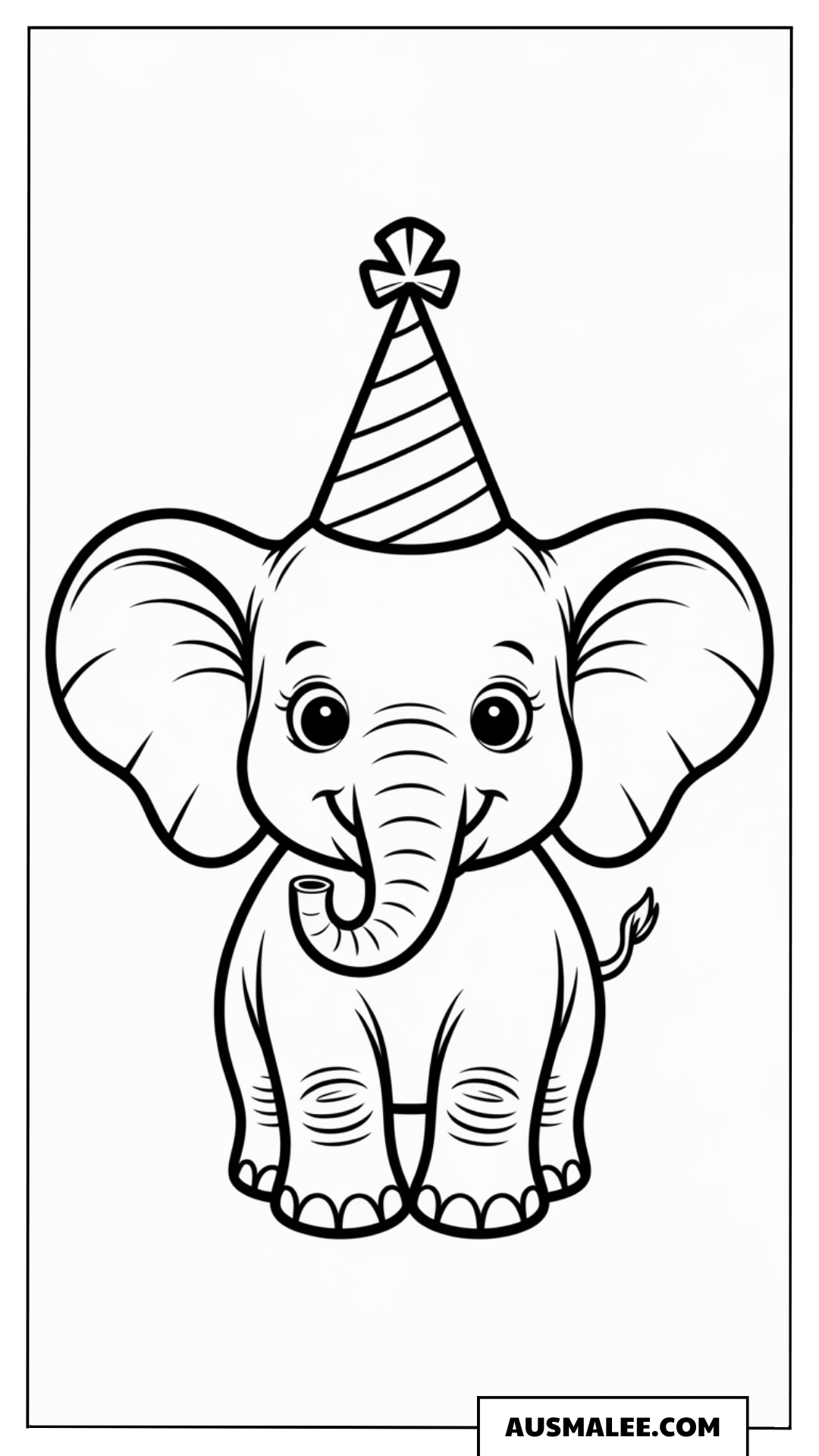 Baby Elefant mit Partyhut ausmalbild
