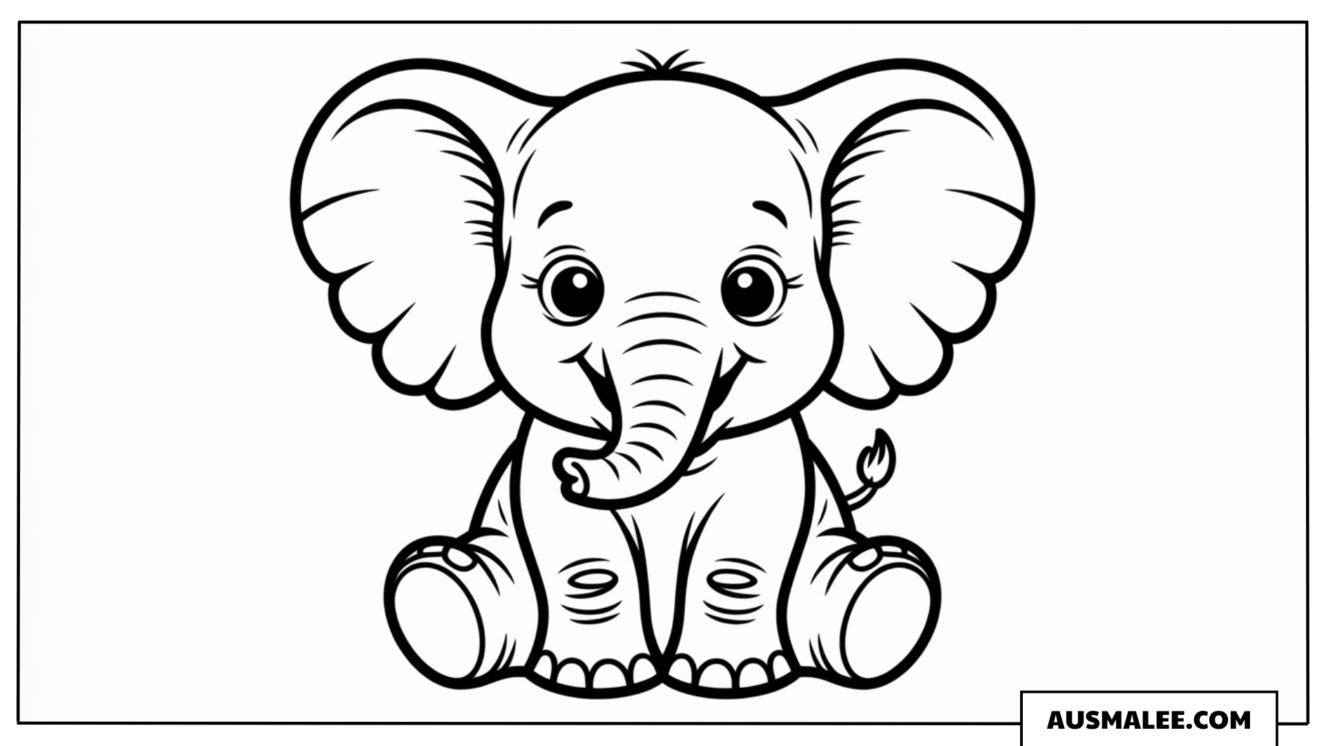 Baby Elefant mit großen Ohren ausmalbild