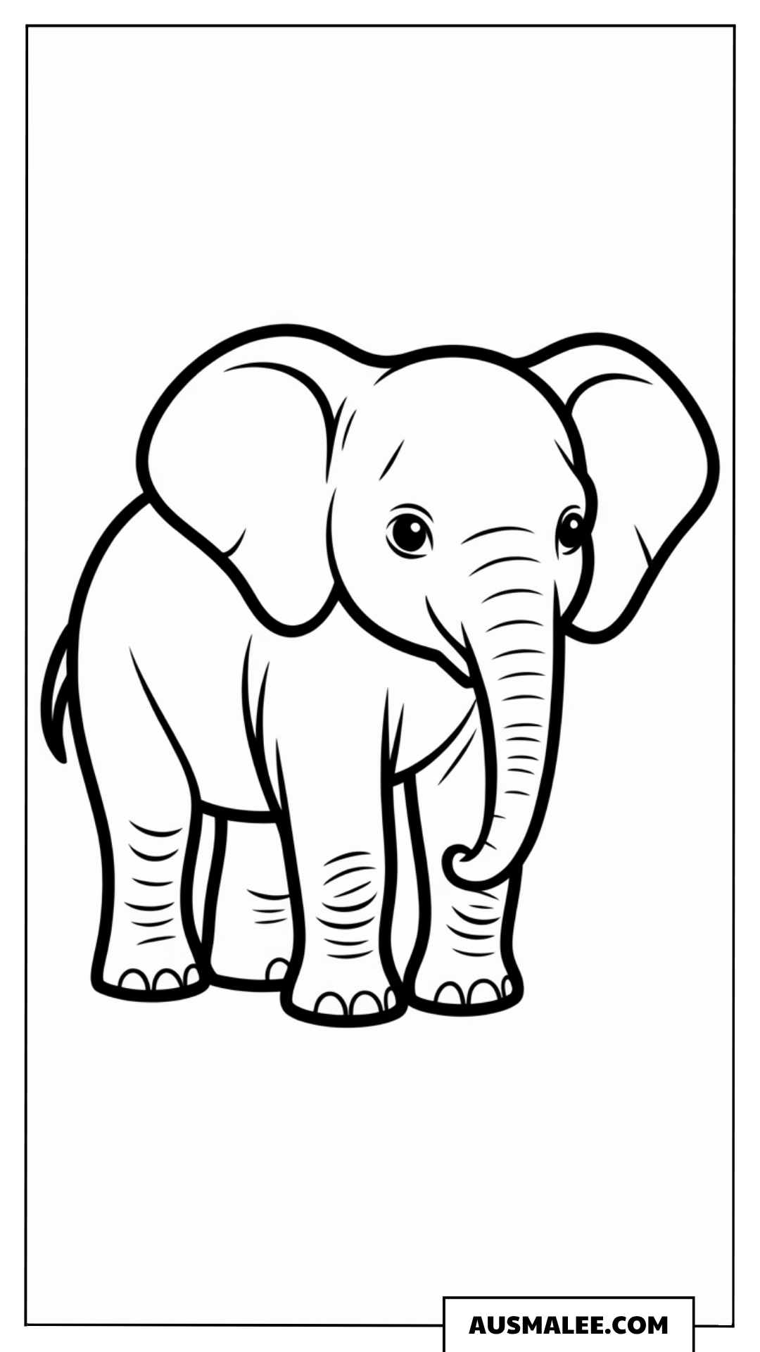 Baby Elefant steht ausmalbild