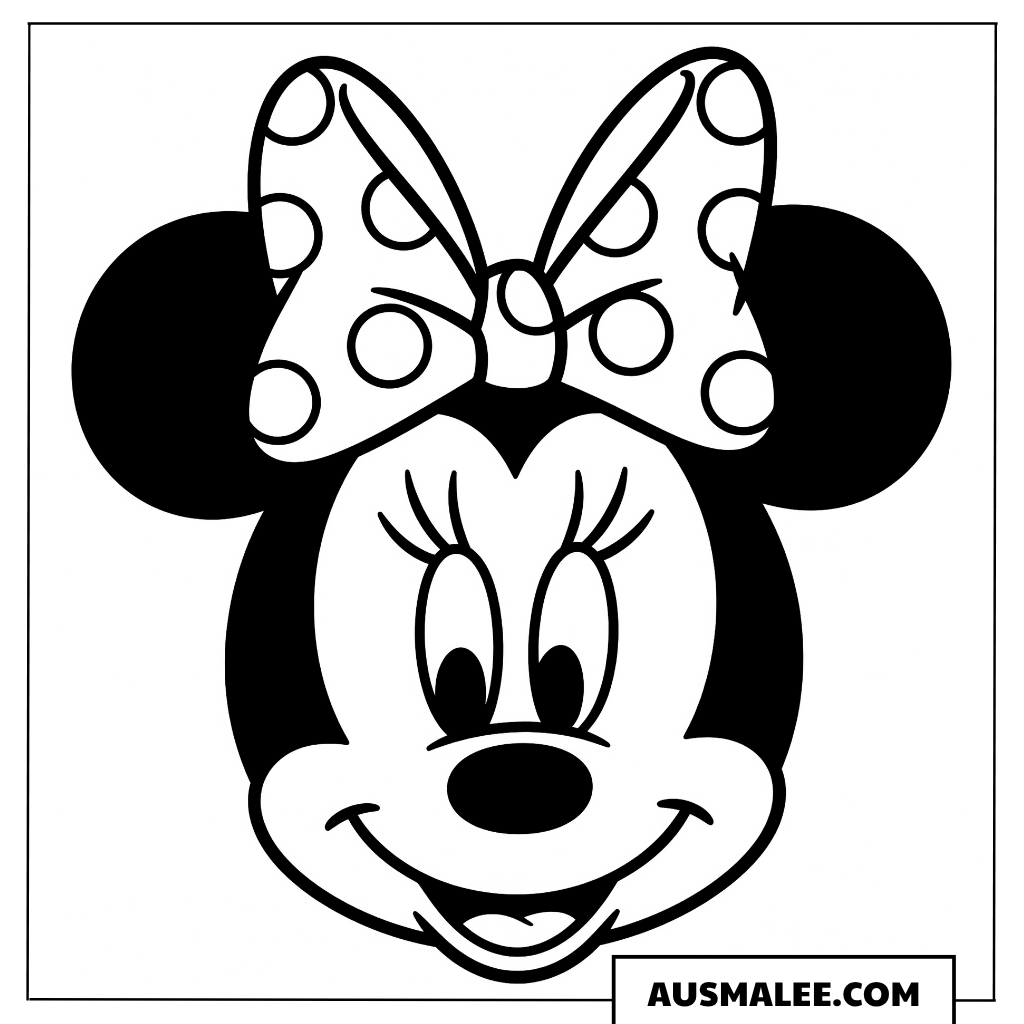 Baby Minnie Porträt mit großer Schleife ausmalbild